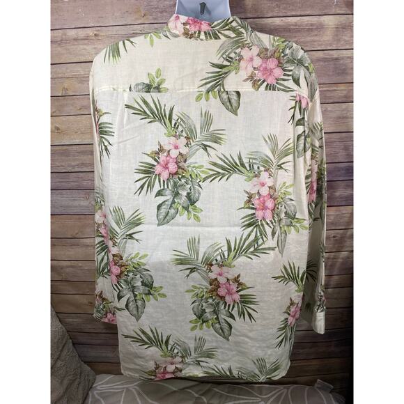 Tommy Bahama Linen Shirt – Men’s XXL, White Floral, Short Sleeve Resort Style - Picture 2 of 10